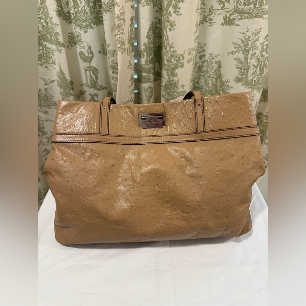 Kate Spade Tan Leather Tote With Glossy Finish - Work Bag